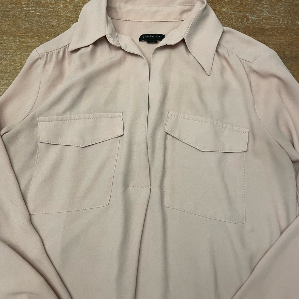 Ann Taylor Light Pink Button-Up Shirt
